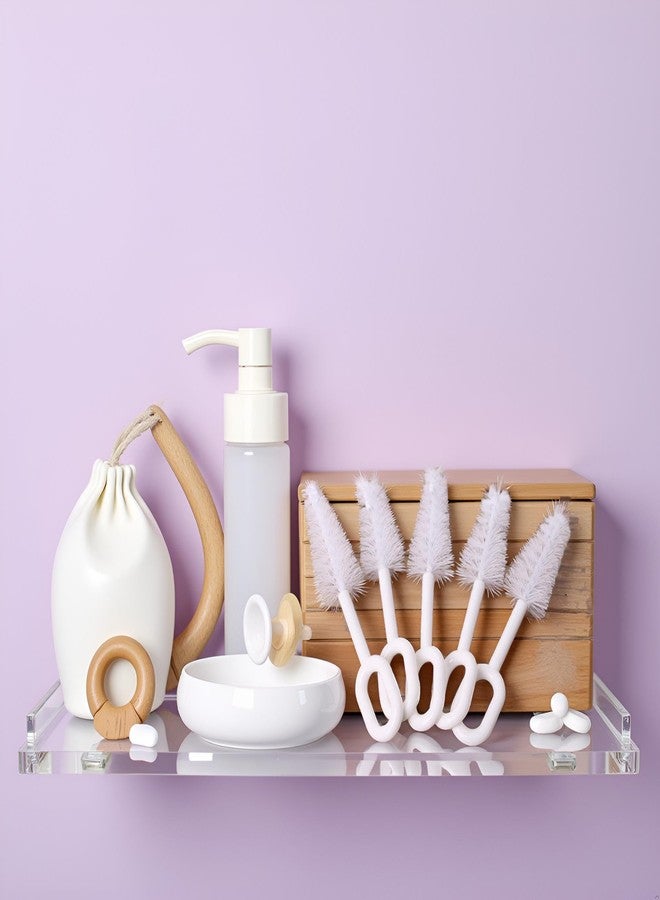 Cauaoa 10 Pcs White Pacifier Cleaning Set,Nipple Cleaner Nipples Brush Cleaning Tools Professional Bristle High Density Pacifier Soother Accessories,Bottle-Feeding - Image 2